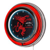 Fireball Retro Round Neon Wall Analog Clock with Pull Chain, 14.5"